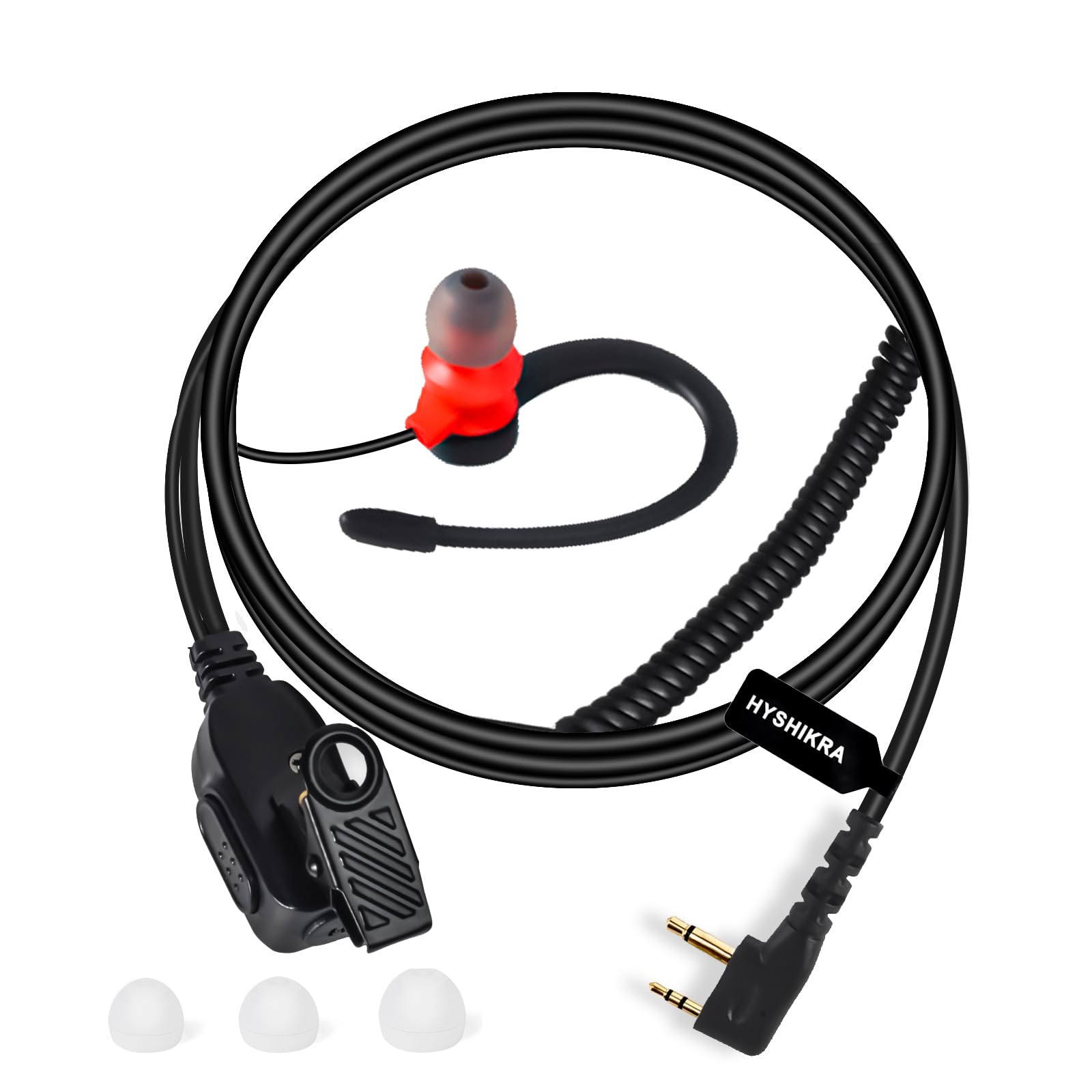 HYSHIKRA Micrófono Auricular Forma en D Compatible con Midland G7 Pro G8 G9 Pro M24 M24 Plus M48 M99 G6 XT G7 XTR | Supervisión de Seguridad Softair (1, Forma de D) — view 19