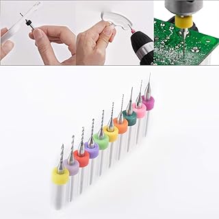 HOHXEN 0.3mm to 1.2mm Carbide PCB Rotary Tool Jewelry CNC Engraving Drill Bits Set, 10Pcs PCB Print Circuit Board Carbide Micro Drill Kits 1/8