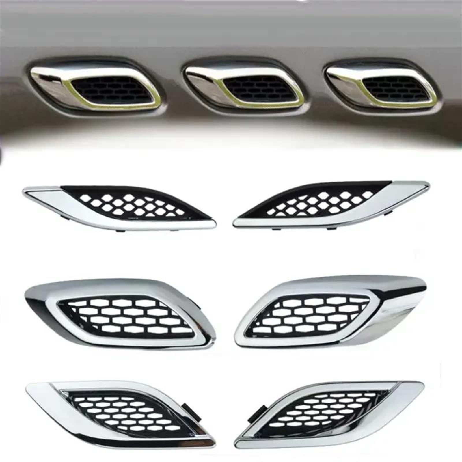 Doppel-Lamellen-Klimagitter (Mitte, Rechts) Für Maserati Quattroporte M139 (2004–2012) – PC/ABS, Schwarz-chrom, Einfacher Austausch