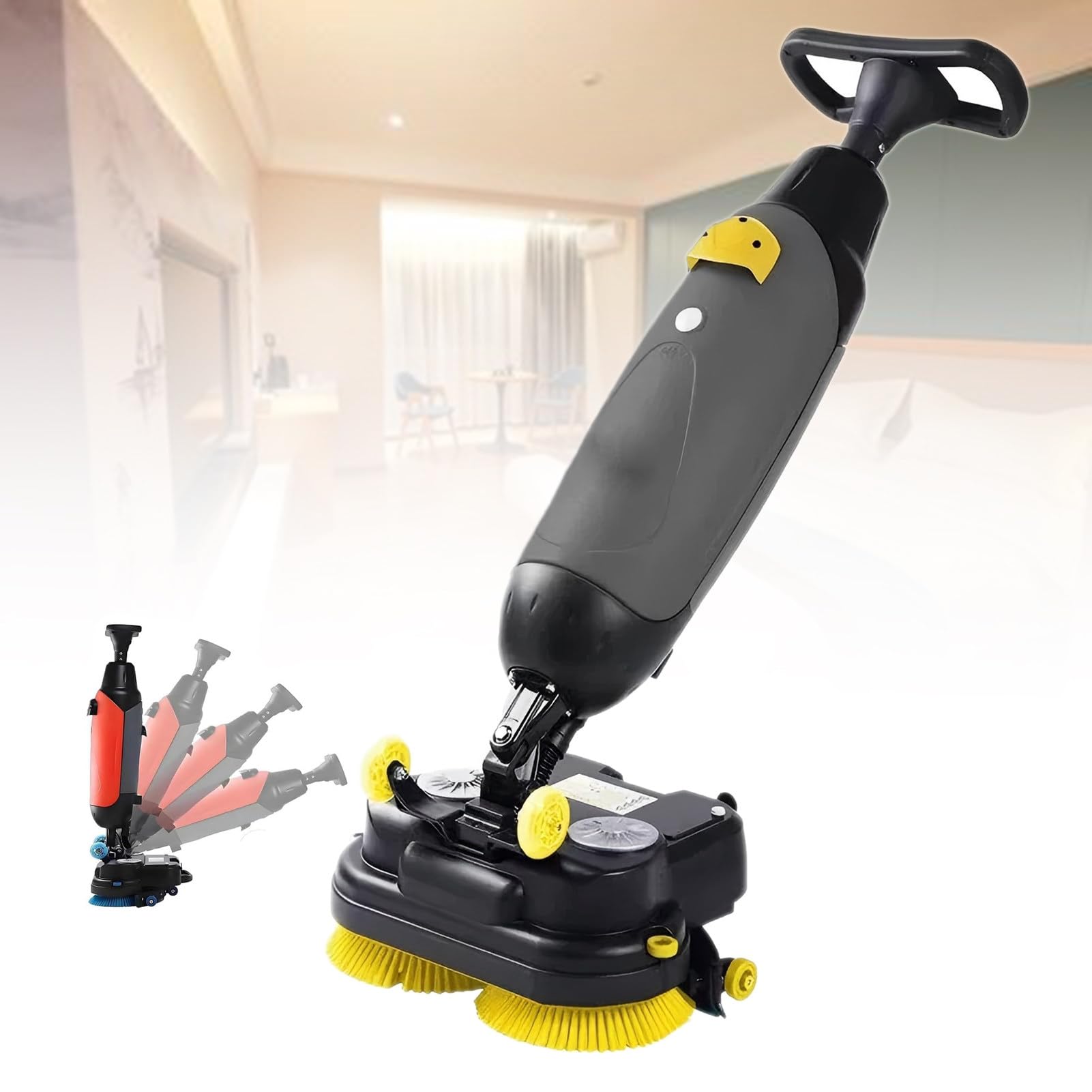 ExoticaBlend Walk-Behind Floor Scrubber Dryer - 17" Scrub Path, Dual 1.2 & 2 Gal Tanks, 1200㎡/H Coverage, for Wood, Tile, Terrazzo, Marble & Cement Floors Grey