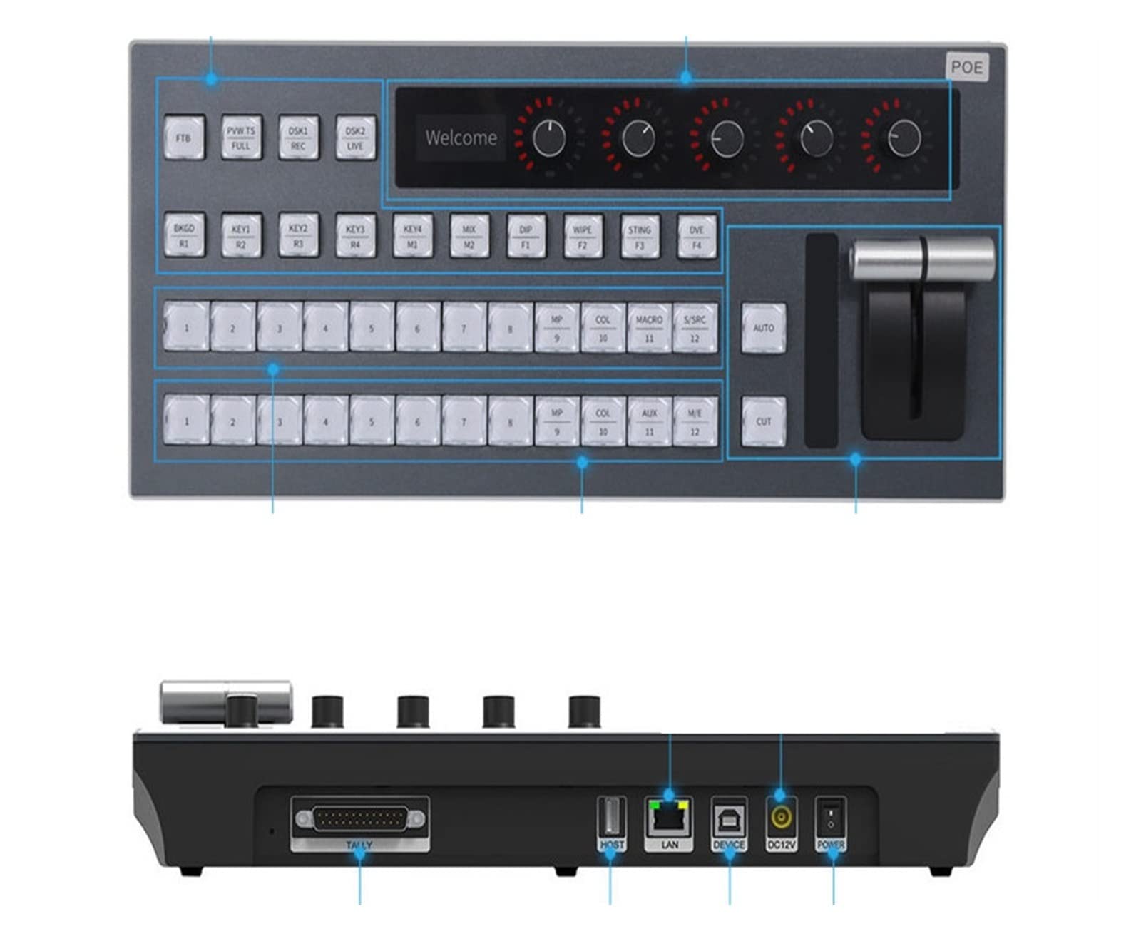 CUDTAPI Switcher Panel Video Camera Console Controleer For Live Streaming Stage Event Church Conferenc(01#)