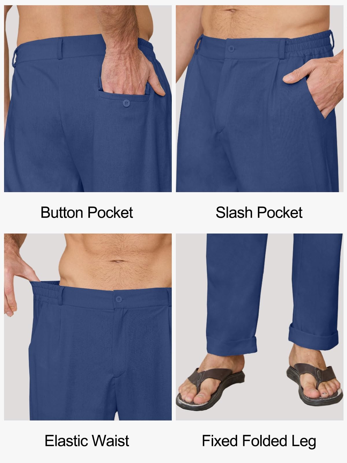 Yutdeng Pantalones de Lino Hombre Pantalón Chino Hombre Ajustado Pantalon Lino Hombre Cintura Elástica Pantalones Lino Hombre Ligeros Pantalones Hombre Casuales Largos Trousers con Hebilla de Cinturón