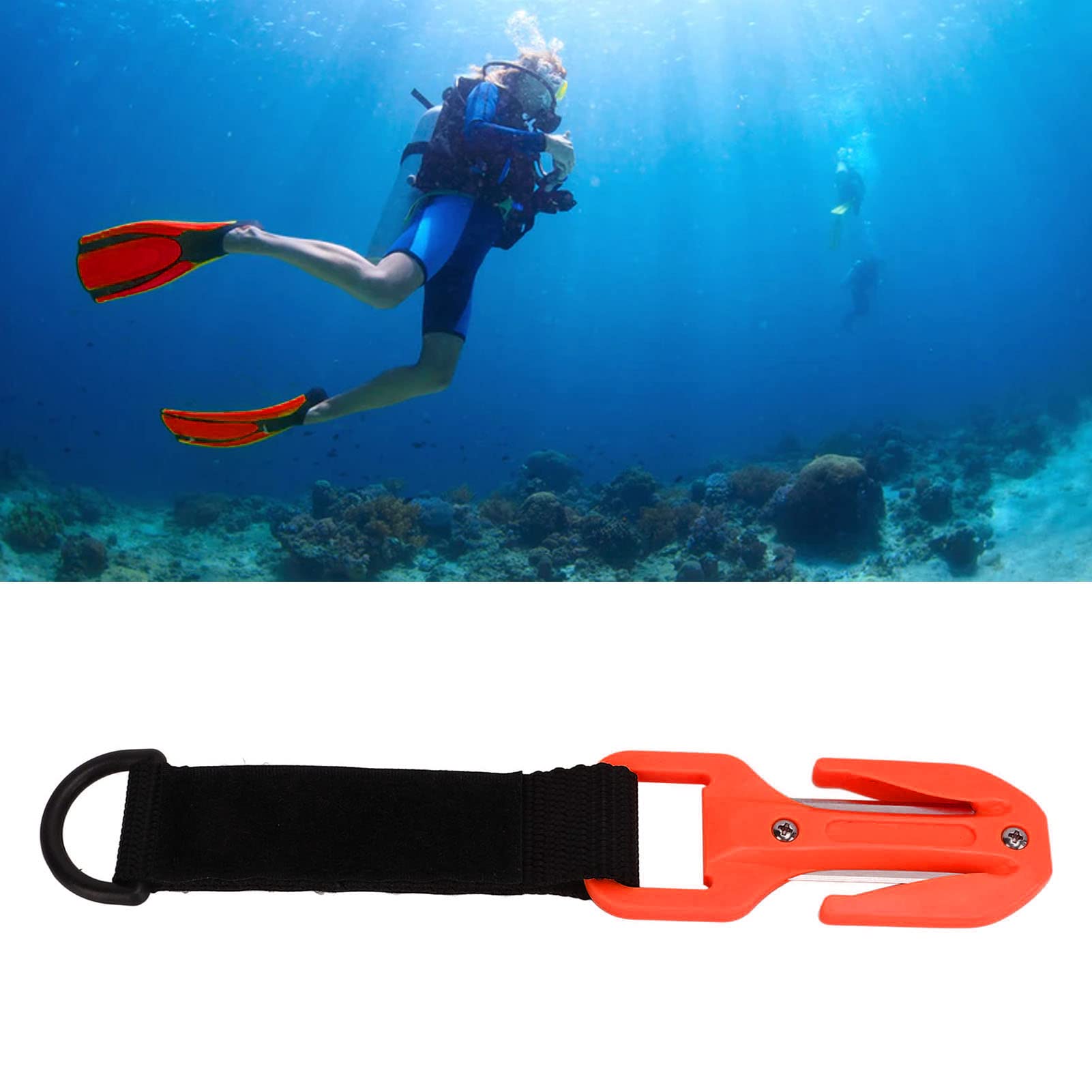 Qinlorgo Scuba Diving Strap Cutter, Diving Safety Line Cutter mit Fiberglas-Cutter-Griff, Doppelseitige Aufbewahrungsbox, Sicher mit Messer Zum Tauchen (Orange)