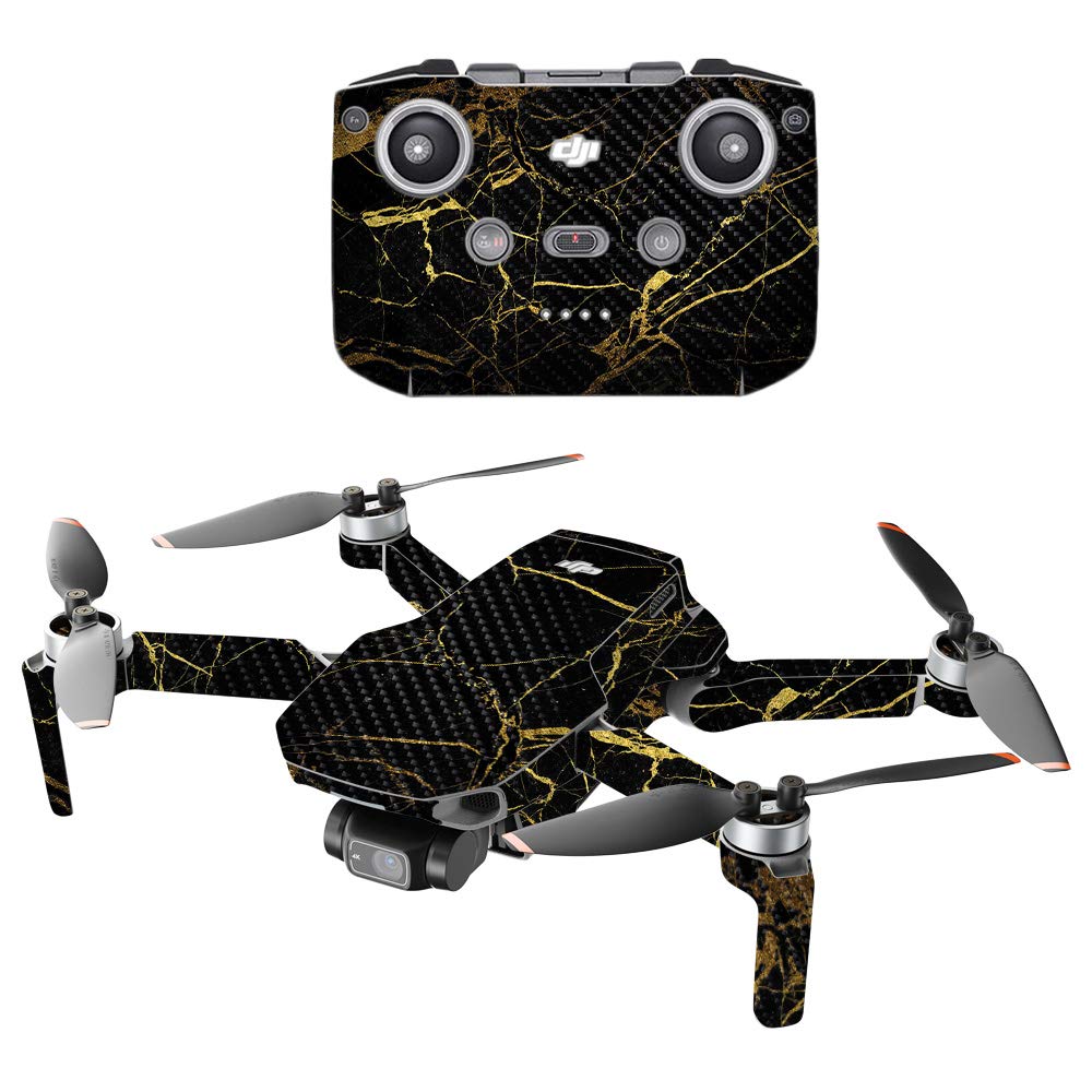 MIGHTY SKINSCarbon Fiber Compatible with DJI Mini 2 Portable Drone - Black Gold Marble Protective, Durable Textured Carbon Fiber Finish Easy to Apply Made in The USA