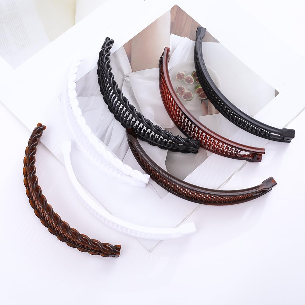 2 Pcs Vintage Clincher Hair Combs - One Black, One Brown - Thick Curly & Long Hair Accessories with Grip Slide Clips - Image 4