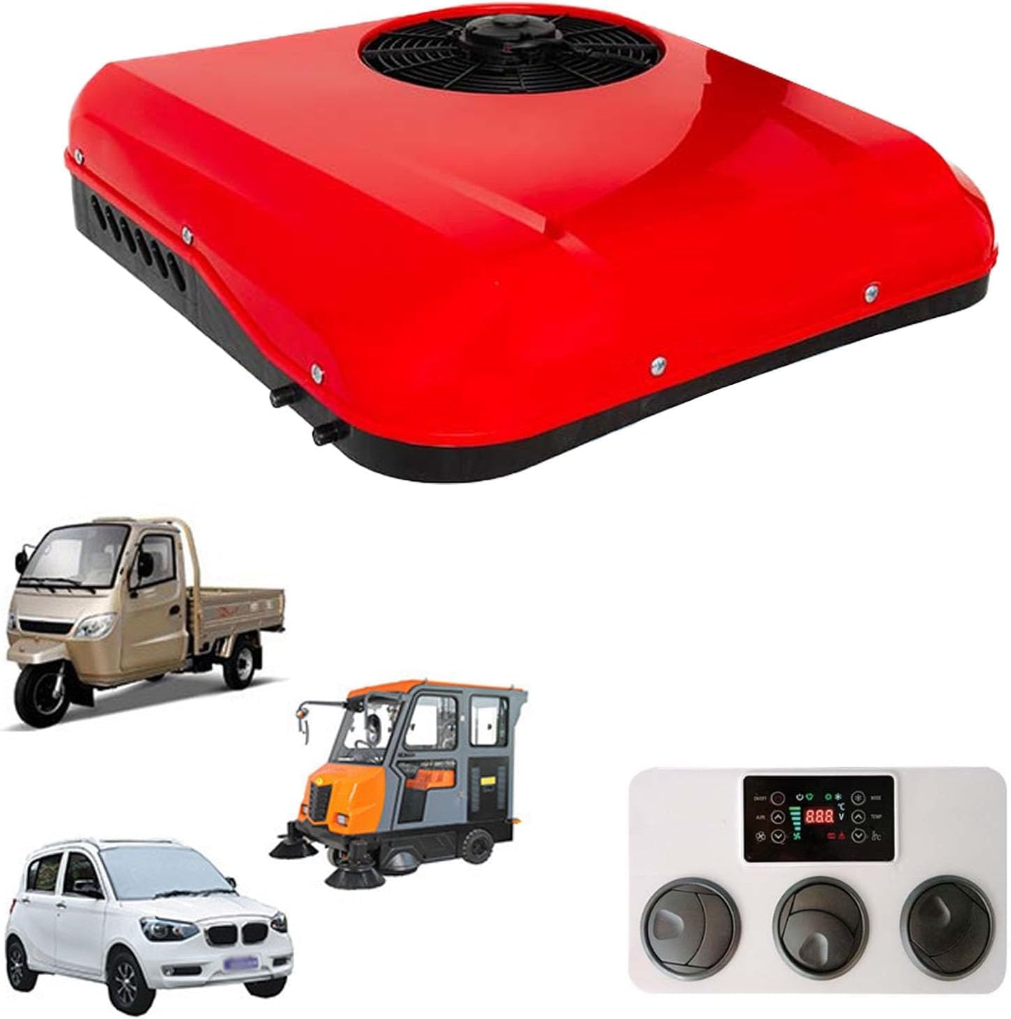 Condizionatore d'Aria da Tetto 12V/24V DC con Telecomando, Raffreddamento e Riscaldamento, Oscillazione Automatica, Inverter, nessun Montaggio richiesto per Camion, Camper e furgoni.