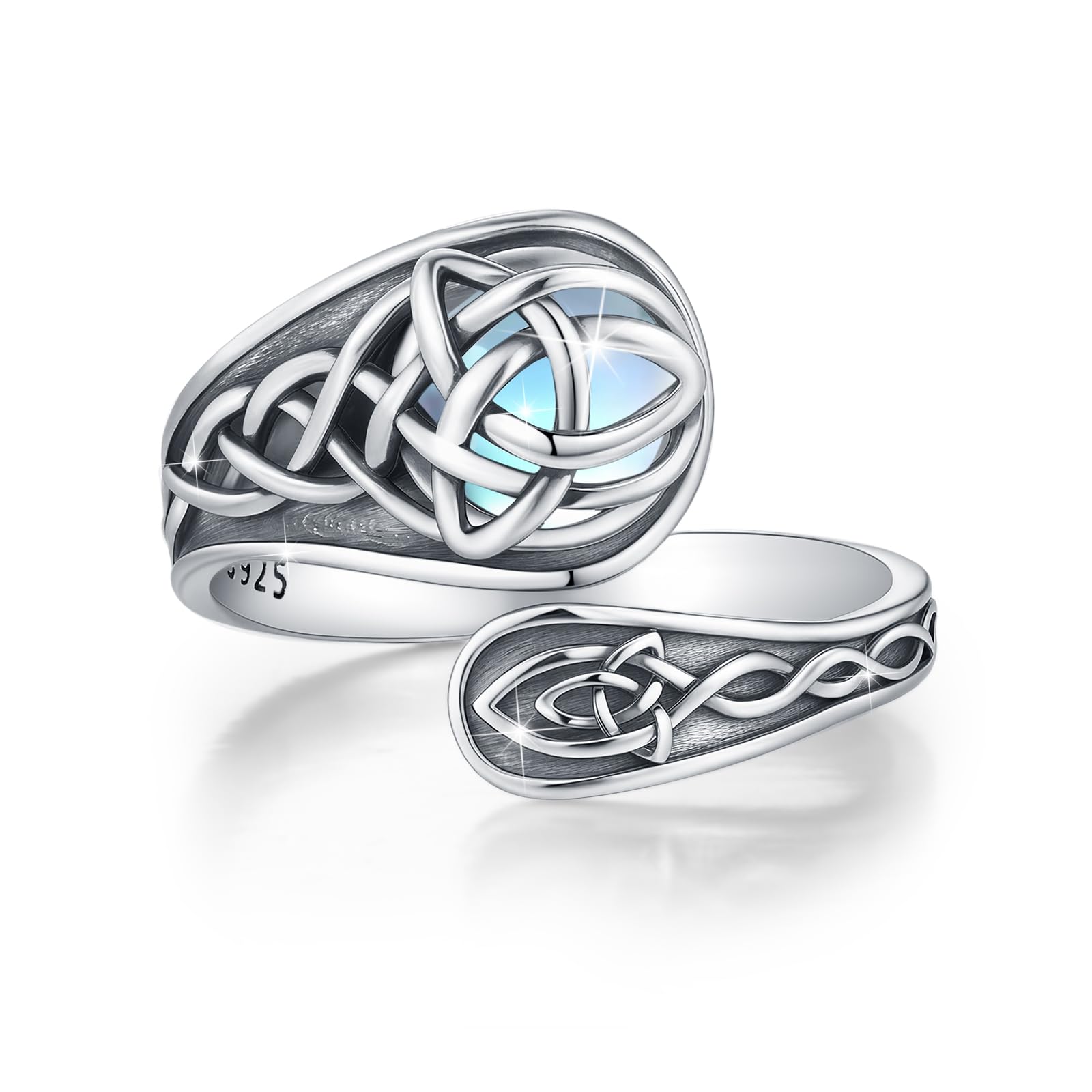 Löffelring 925 Sterling Silber Verstellbar für Damen mit Verschiedenen Motiven - Keltisch, Tier, Natur, Blume, Gotisch Schmuck Geschenk