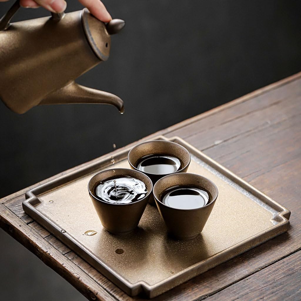 Bandeja de té de Kung Fu de 19,6 x 19,6 x 1,5 cm, cuadrada, de cerámica, retro, para el hogar, oficina, bar