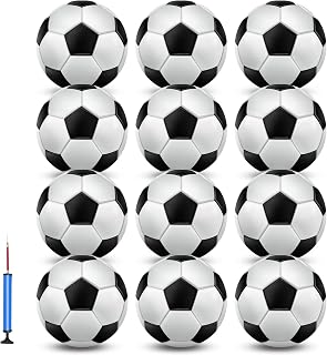 jiaonun 12 Pack Size 3 Classic Soccer Balls with Pump - Durable Inflatable Black/White Balls for Kids Youth Adults Training