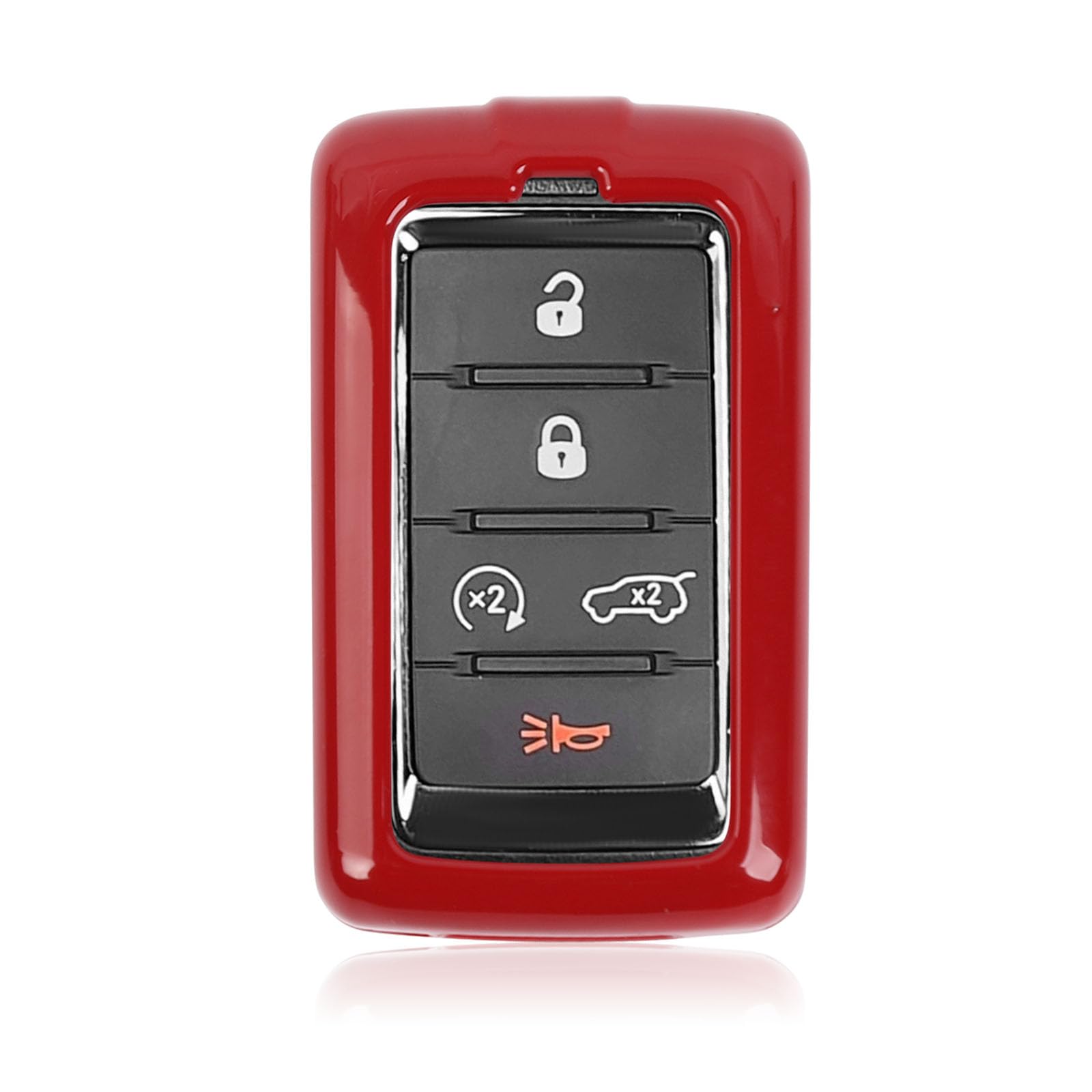 CheroCar Key Fob Cover for Jeep Grand Cherokee 2021+, Red, Unisex, ABS, 12-Month Warranty