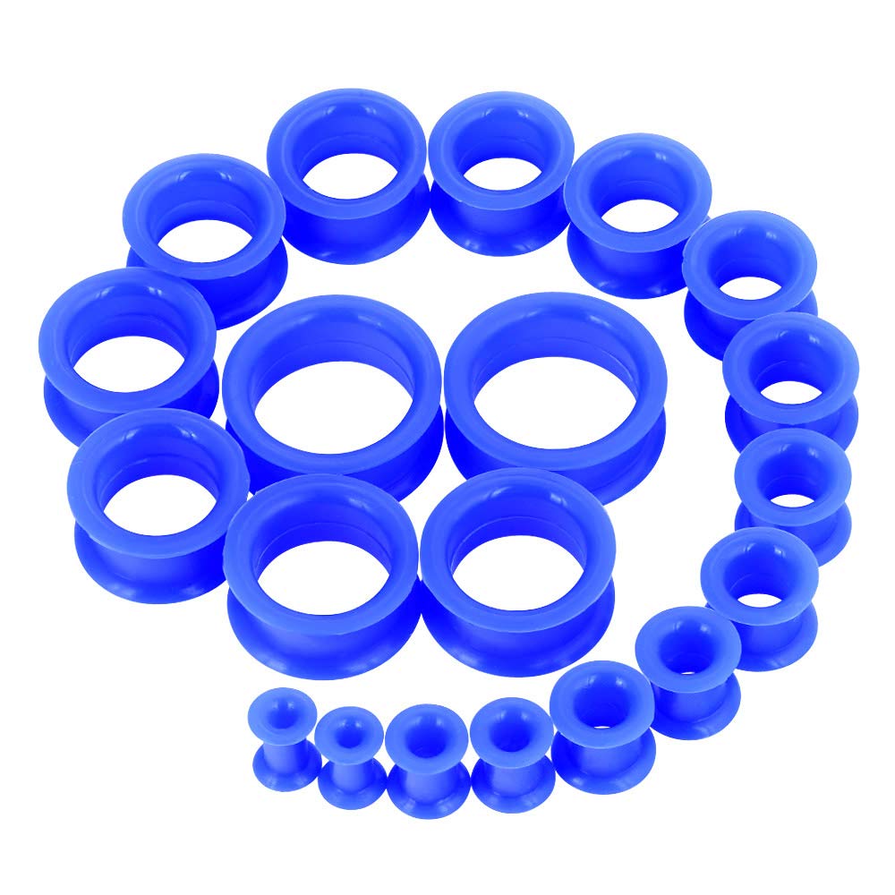 Longbeauty 20pcs Tunnels Kit 2g-1" Silicone Ear Skin Gauges Plugs Ear Expander Stretching Set