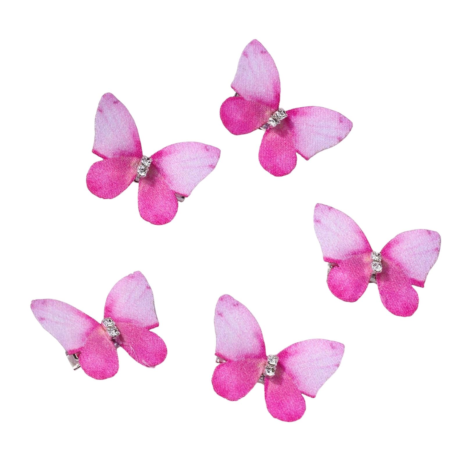 MICFENY 5PCS Fabric Butterfly Hair Clip 2000s Hairpin For Themed Event Birthdays Weddings And Casual Wear Women Girl Hair Decors