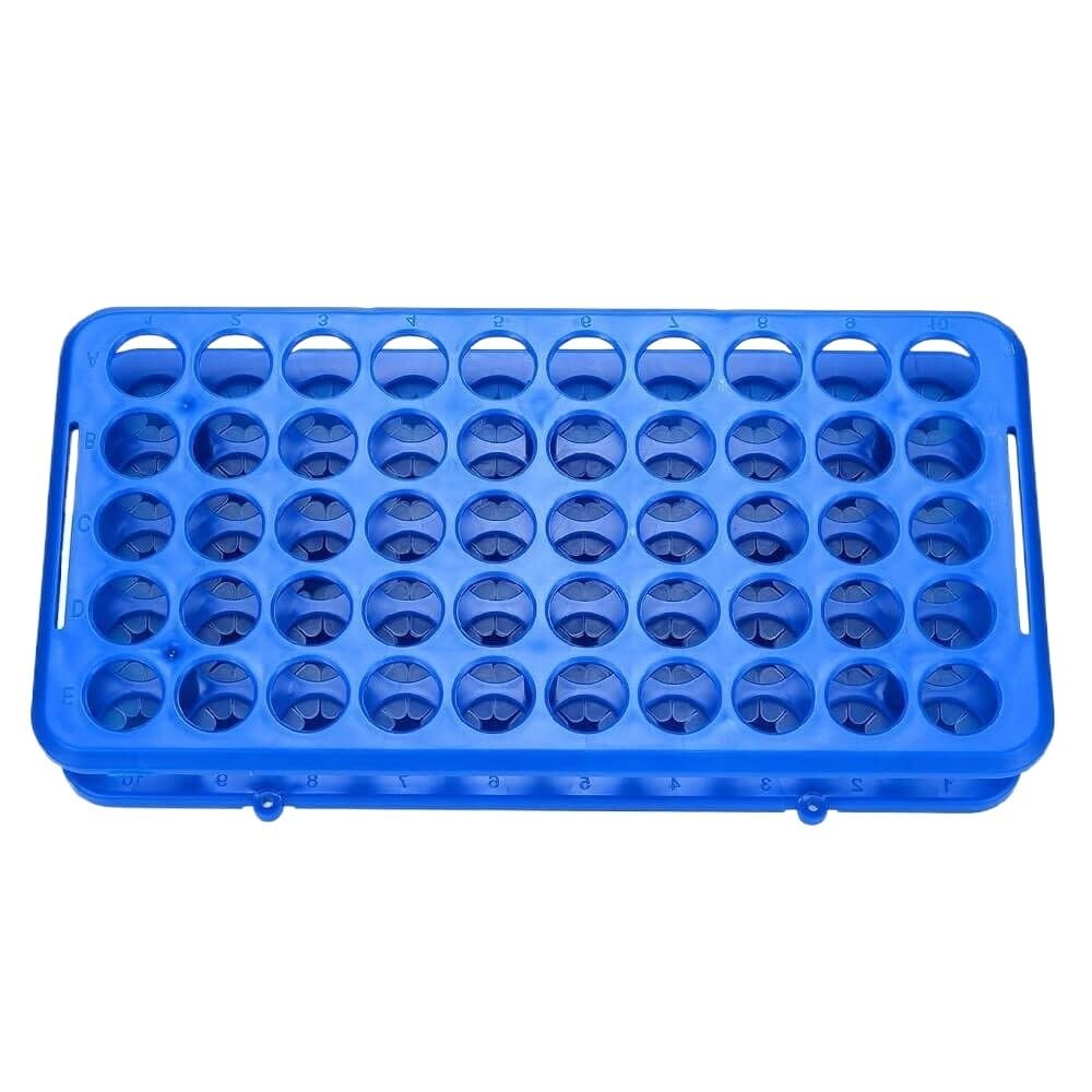 Bszcxbvmp Blu Clear Test Tube Rack For Laboratory, E Plastic Test Tube Rack 9.8X5.1x2in 50 Holes Detachable For 5-15Ml Tubes Science