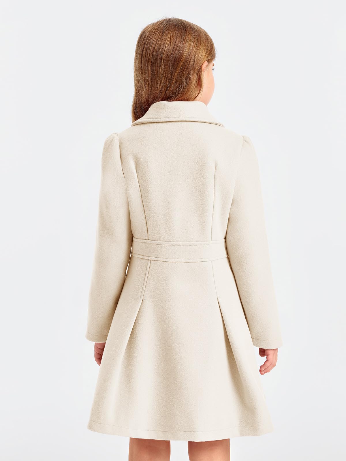 Haloumoning Abrigo de invierno para niñas, con botones, solapa de muesca, doble botonadura, con bolsillos, 5-14 años