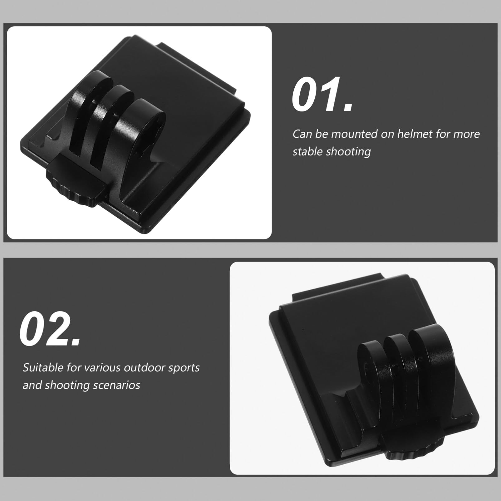 Helmhalterung für Action Kamera mit Schnellverschluss, Schwarz | Aluminiumlegierung und Pvc, für Helme im Outdoor Sport, Leicht und Tragbar, Einfache Montage