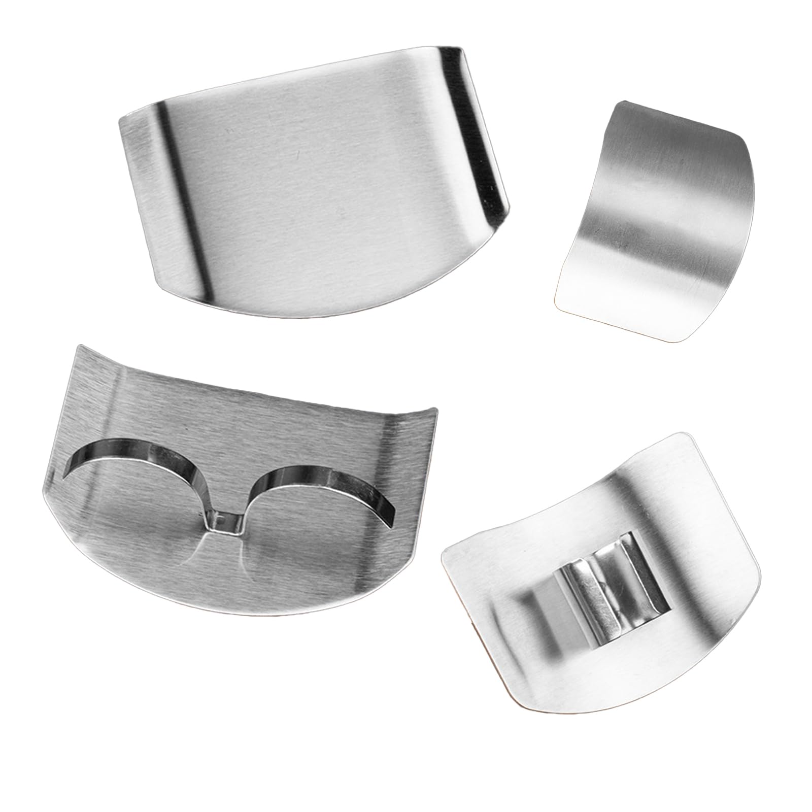 Stainless Steel Finger Guards,4 Pcs Kitchen Finger Protector with 2 Double Fingers and 2 Single Fingers Finger Protector Safe Chopping Tools for Kitchen Meat Vegetable Fruit Slicing Dicing Gadgets