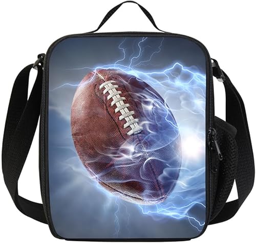 Miniatura 1 de Bolsa de almuerzo portátil con estampado 3D de fútbol americano con correa para el hombro, reutilizable, aislada, bolsa enfriadora para niños y niños