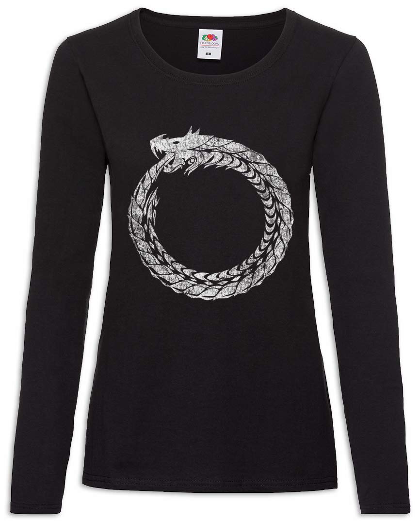 Urban Backwoods Women's Black Ouroboros Long Sleeve T-Shirt Size Xs
