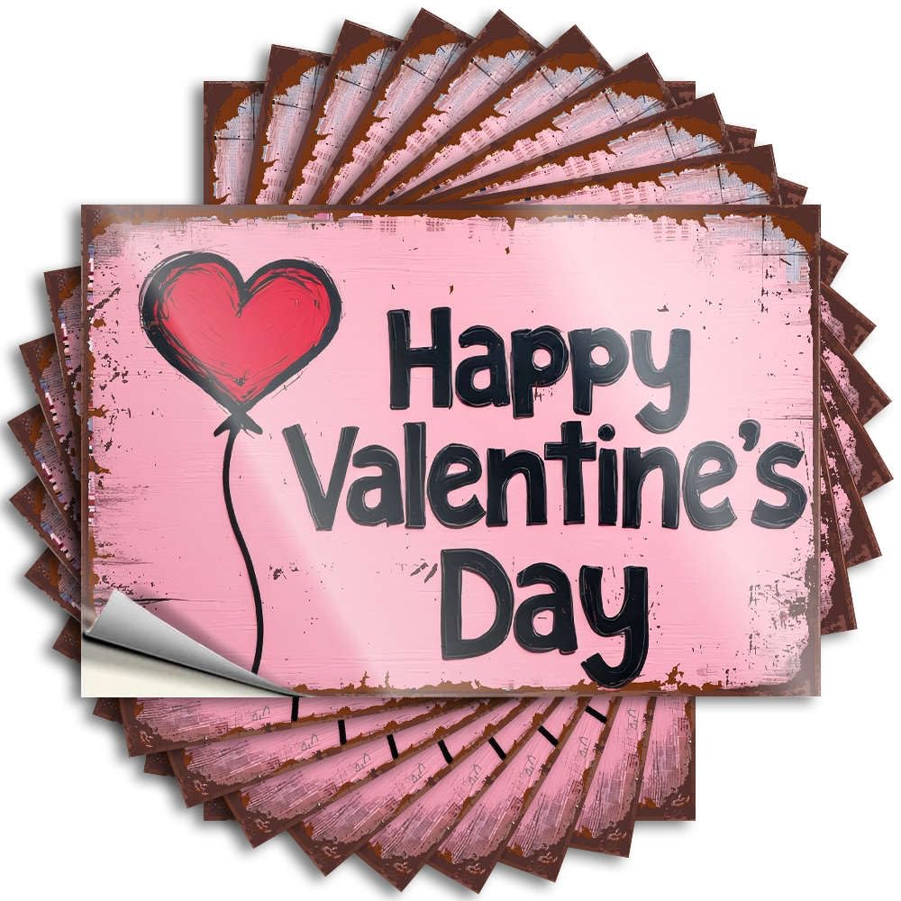 Fzfn Colour Accent Decals Aesthetic Decals, Beauty Cute Pattern Design For Indoor Notebook | Hard Removable Vinyl Happy Valentine's Day(8X12cm)
