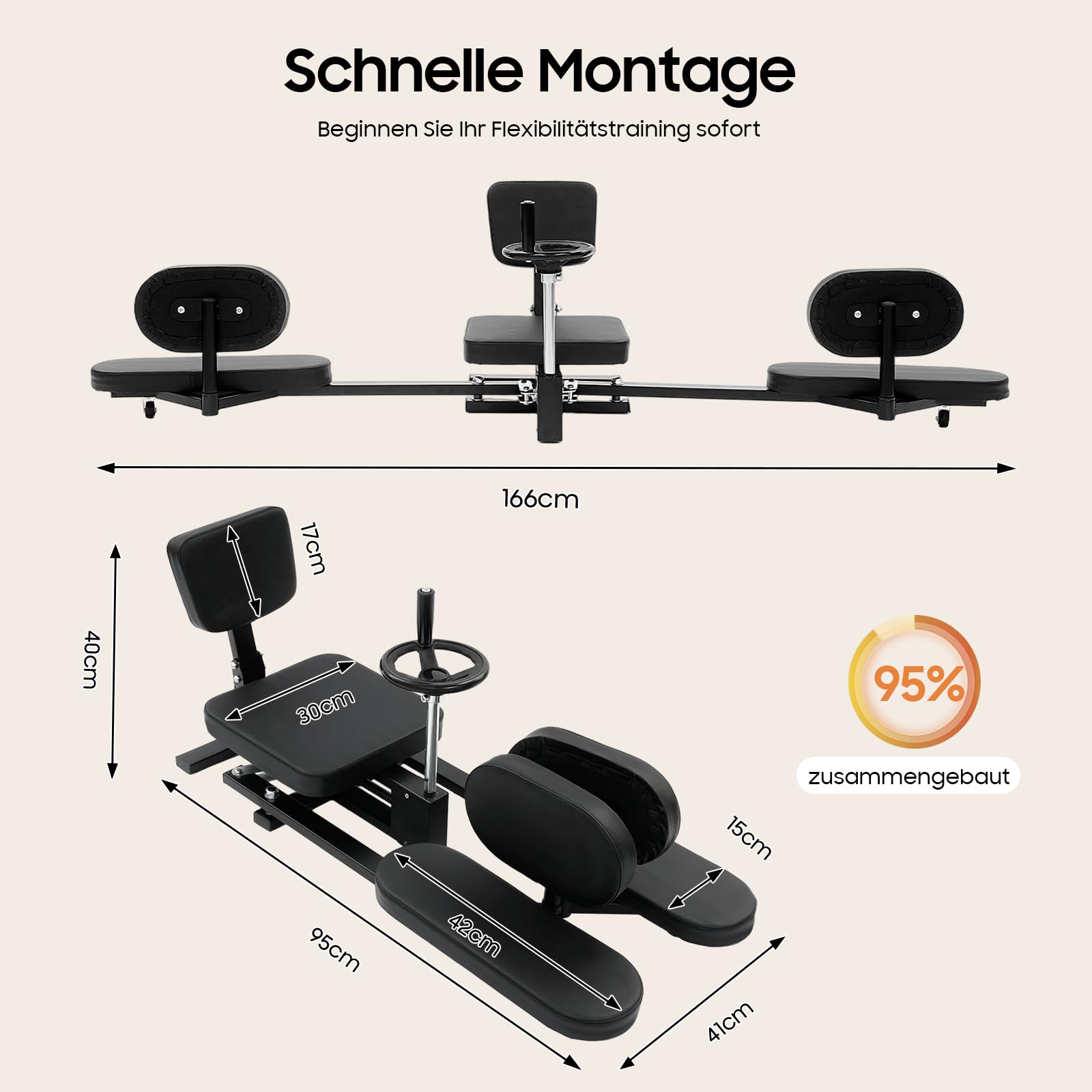 Spagattrainer Beinspreizer Beinstrecker 210° Dehntrainer | Bein Stretching Trainer mit verstellbarem Winkel Flexibilität Training Gerät für Yoga Fitness Tanz Gymnastik Kampfsport