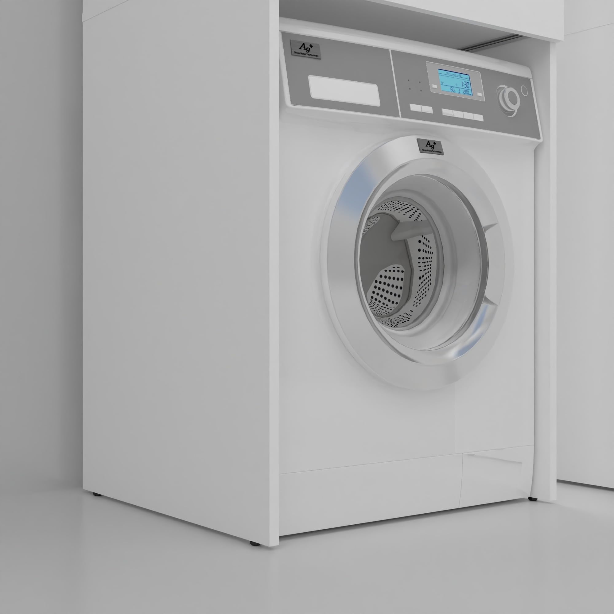 Mobile Lavatrice e Asciugatrice Colonna LUNA Salvaspazio Mensola Estraibile Ripiani Struttura Robusta Mobile Bagno Lavanderia 183,7×65×66 cm Bianco Opaco