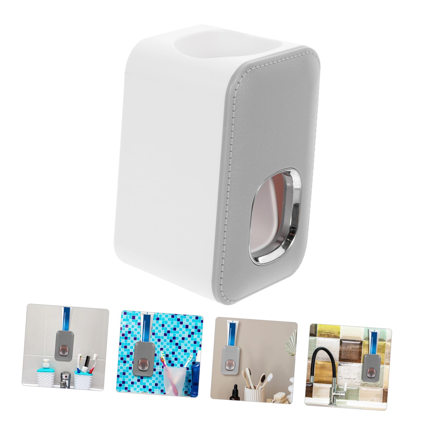 SOLUSTRE Plastic Toothpaste Extruder Wall Mount No Nail Required Easy Operation Home Bathroom Automatic Squeezer