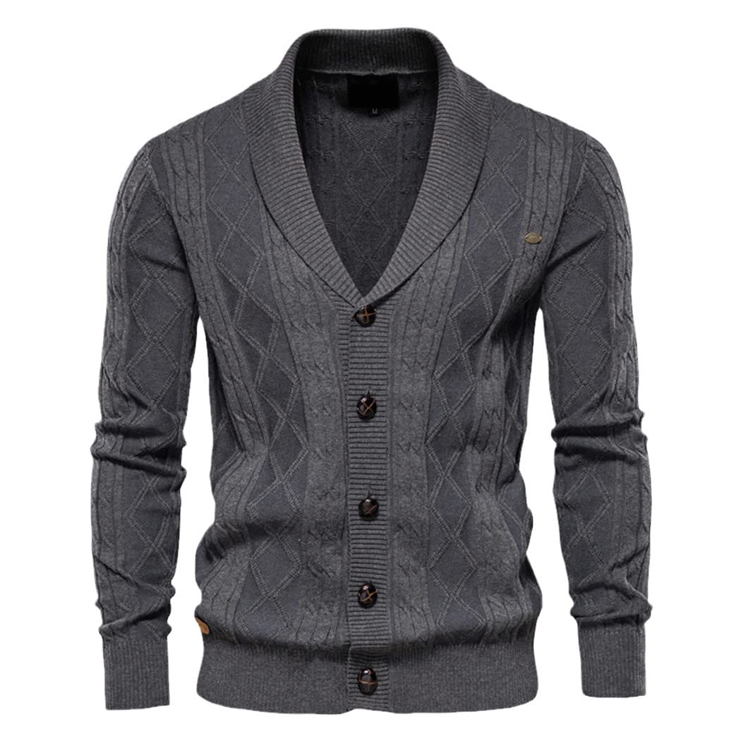 Cardigan en coton homme pour rester au chaud tout l'hiver en style décontracté gris foncé