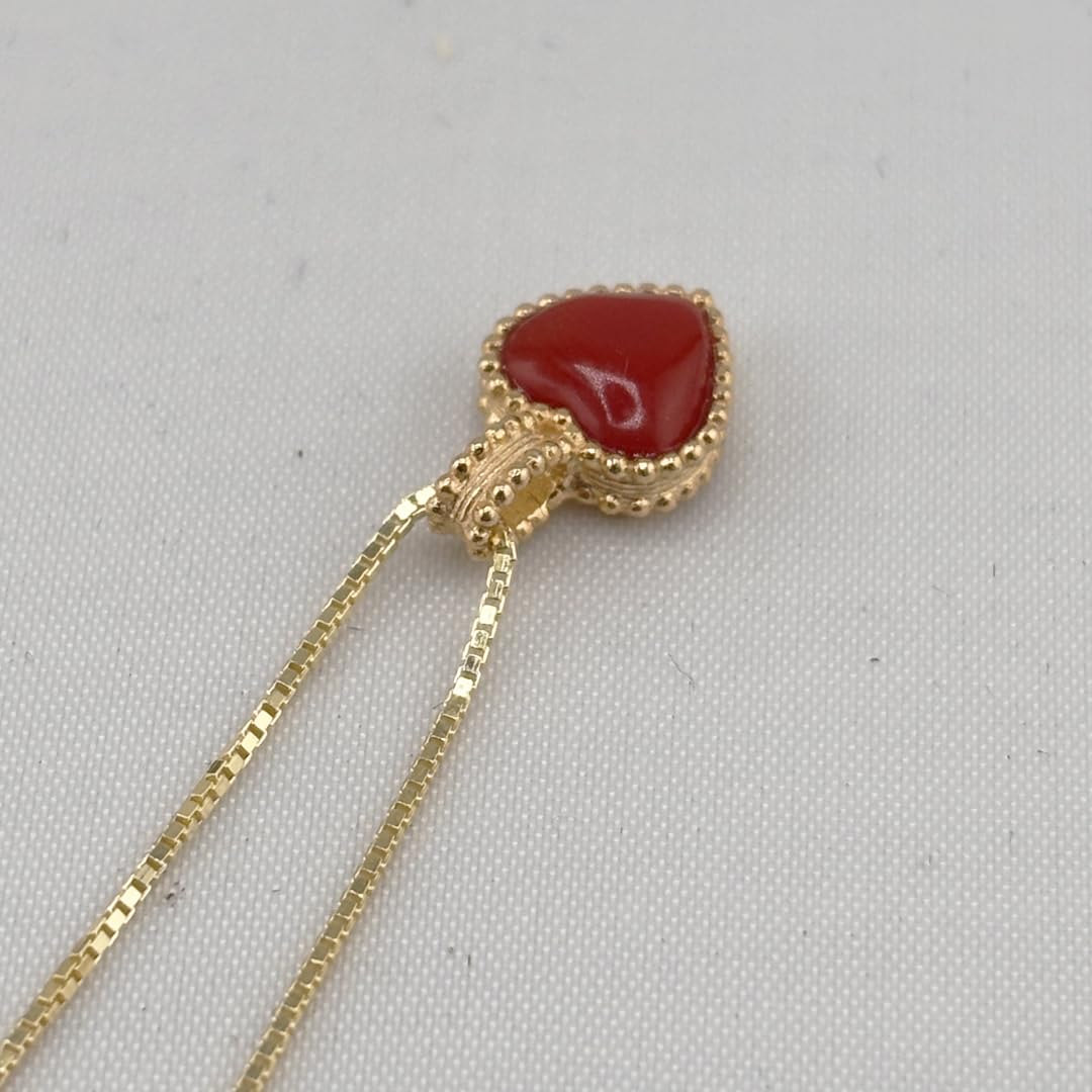 Catenina veneziana in argento 925 dorato con pendente ciondolo cuore corallo rosso naturale del Mediterraneo gioiello donna artigianale made in italy