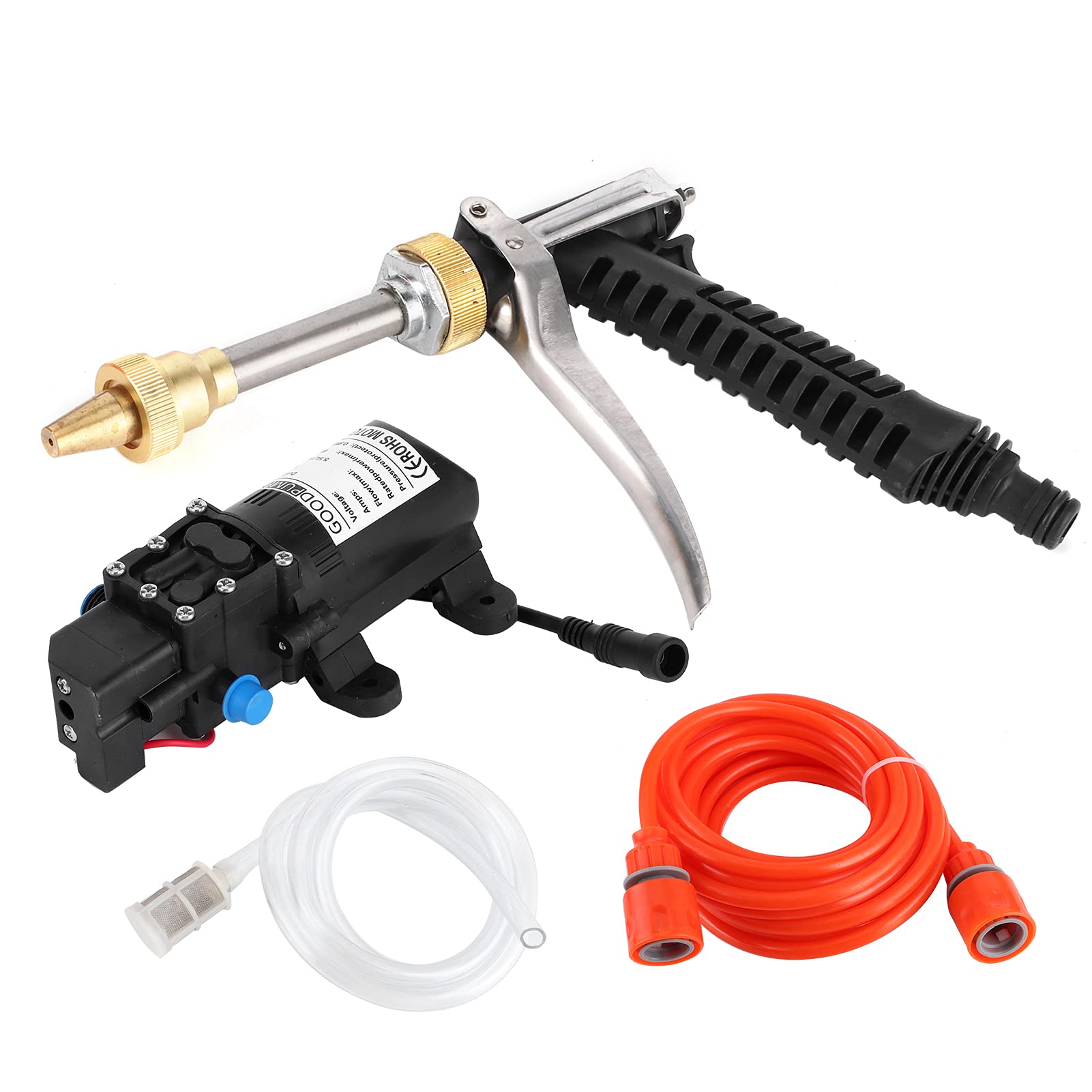 Qiilu 12V Portable 130PSI High Pressure Washer Hose Kit 80W Car Powerful Wash Cleaner F8e237 - Image 3