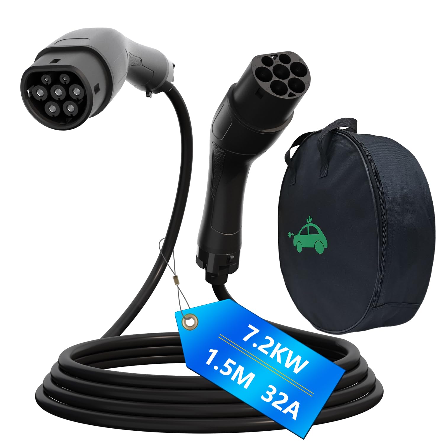 Coyonce EV Charging Cable, 7.4kW 5M 32A Single Phase EV Fast Charging Cable, Type 2 to Type 2 EV Charging Cable for EV Vehicle, Suitable for 11kw 380v vehicles