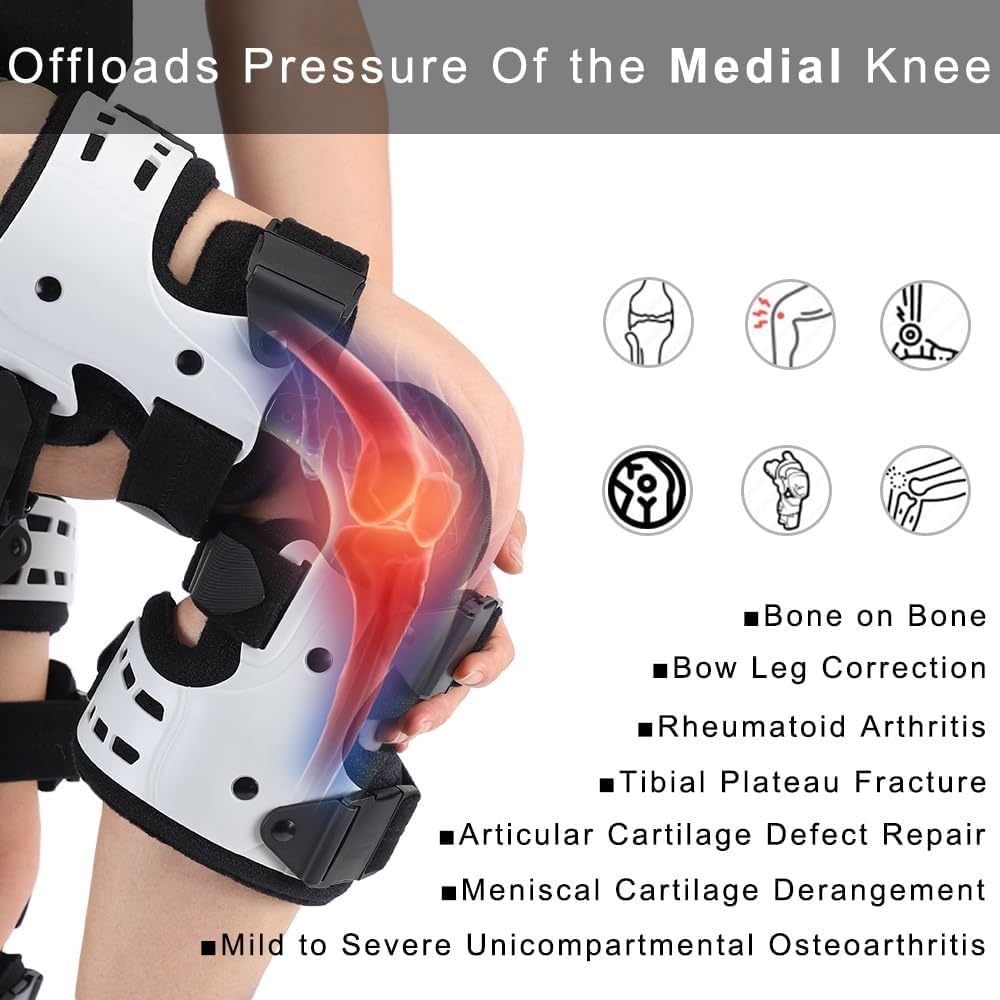 Rodillera De Descarga para Artrosis, Alivio del Dolor De Rodilla por Artritis, Rodillera Ajustable con Rango De Movimiento, para Pierna Izquierda/Derecha para Artritis (Right)