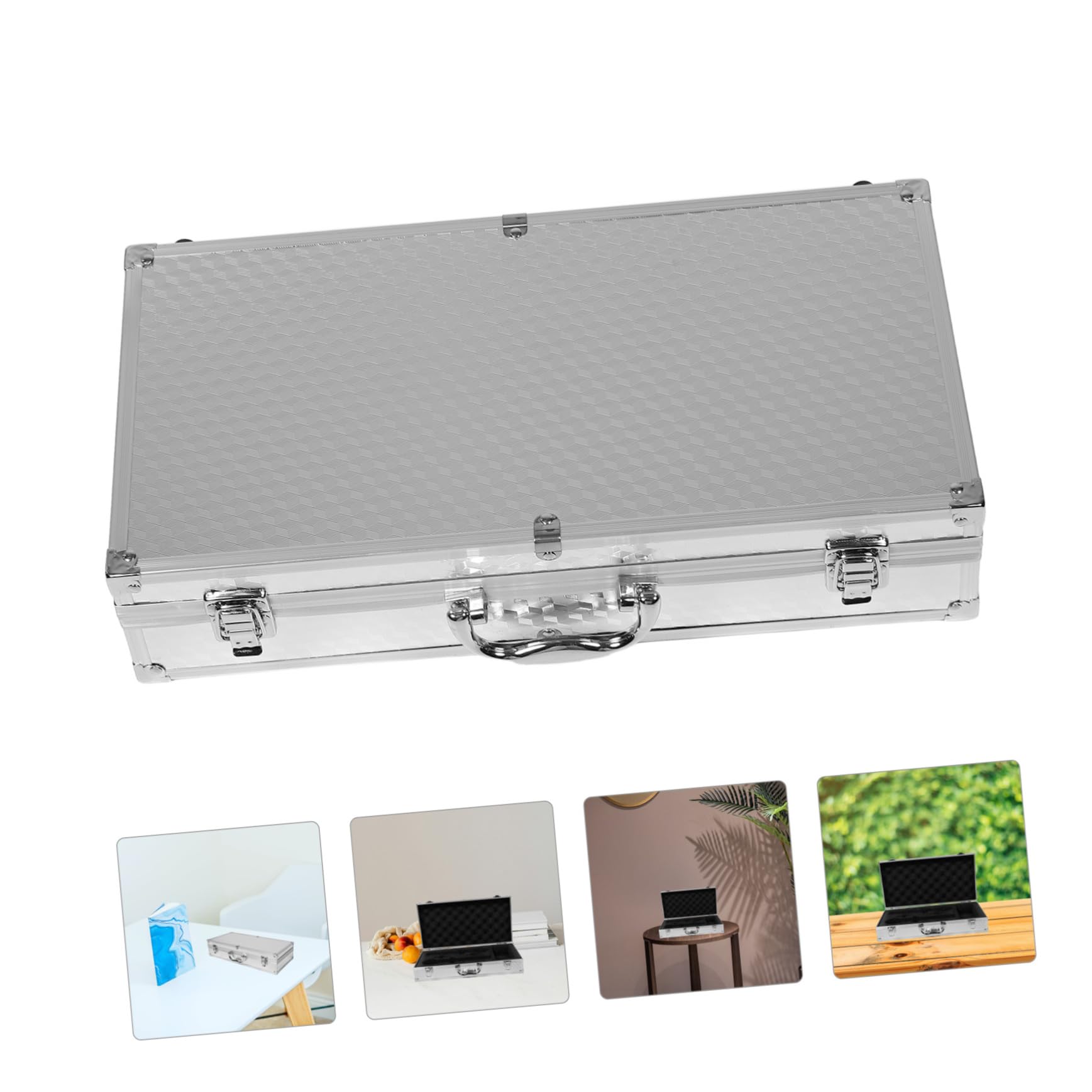 Generico Timke Protection Box custodia rigida per il trasporto Caso di attrezzature supporto per microfono multiplo Custodia microfono portatile porta microfono Lega di alluminio Argento