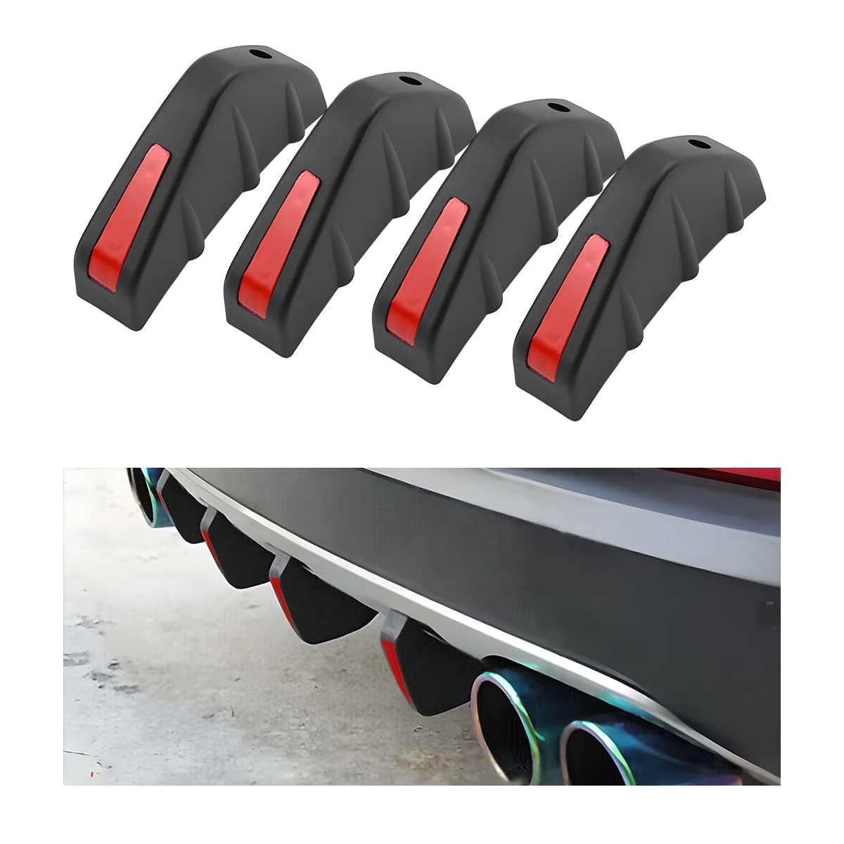 NHGTFOQ Rear Bumper Diffuser Spoiler Fins, for Dacia Duster 3 | Hybrid | 2024 2025 Car Lower Bumper Spoiler Lip Splitter Shark Fin Wing Kit Trim Protection,B