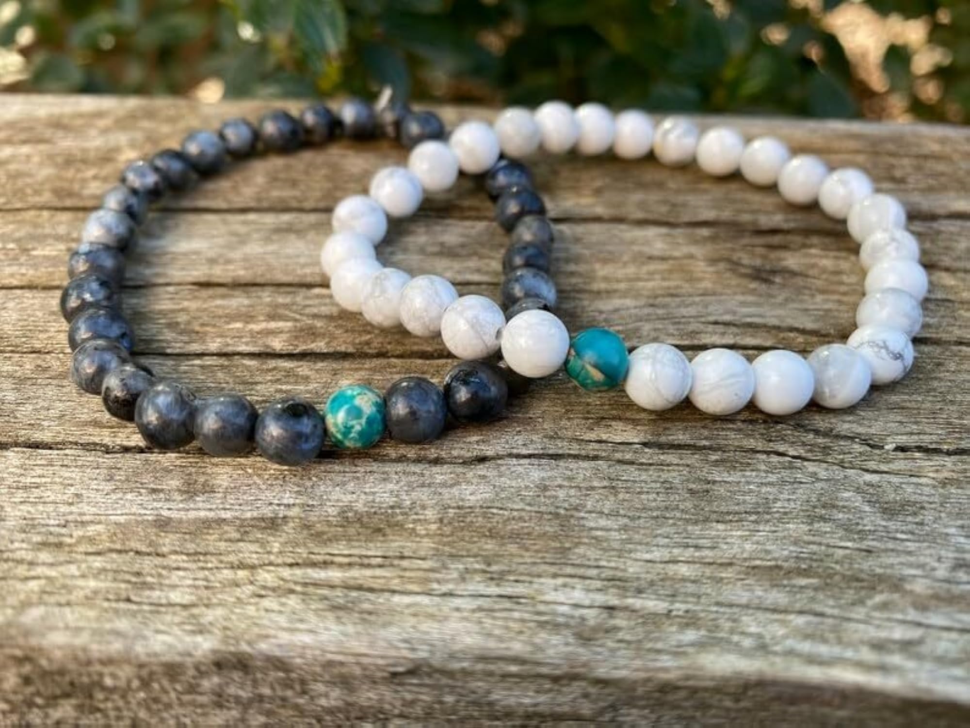 Howlite, Labradorite & Imperial Jasper Couples Bracelet Set
