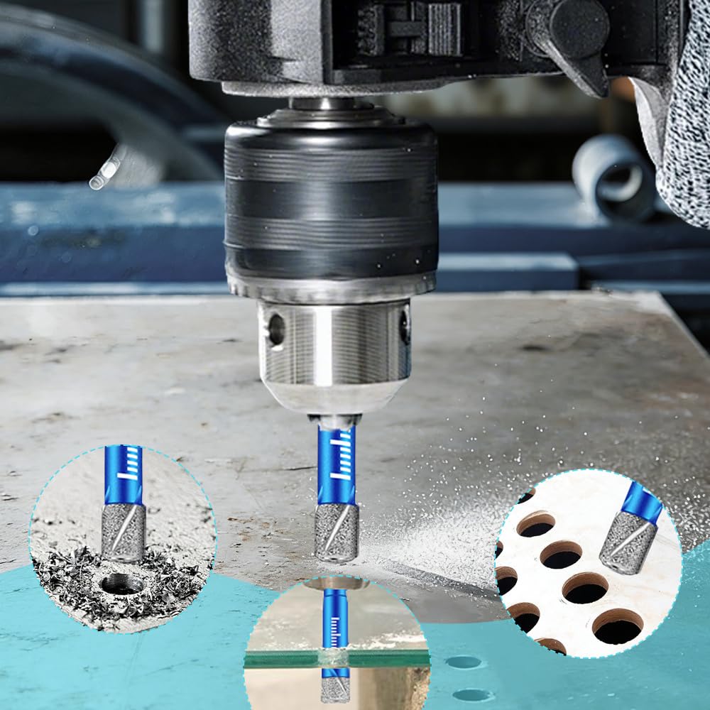 Punte Trapano Diamantate 5 Pezzi 5,6,8,10,12mm Carbide per Gres Porcellanato Granito Marmo