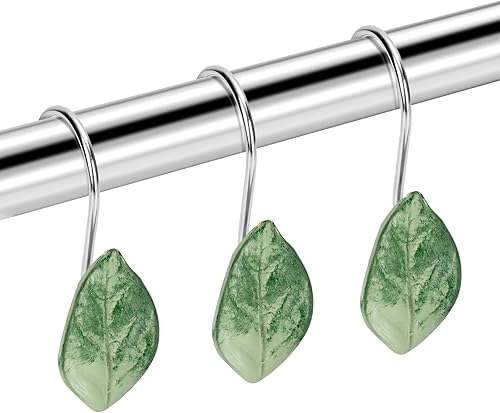 12 ganchos decorativos para cortina de ducha, ganchos de ducha de acero inoxidable antioxidantes para cortina de ducha y forro, bonita decoración de