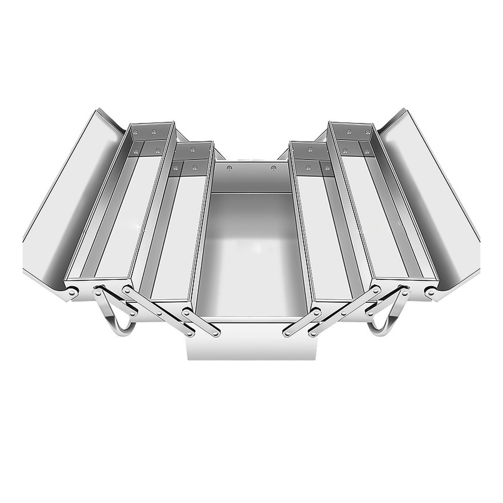 Cassetta degli attrezzi pieghevole portatile in metallo, divisore for utensili, organizer for utensili, cassetta degli attrezzi con serratura a 3 strati, custodia for utensili in metallo(3-Tray(L14''X