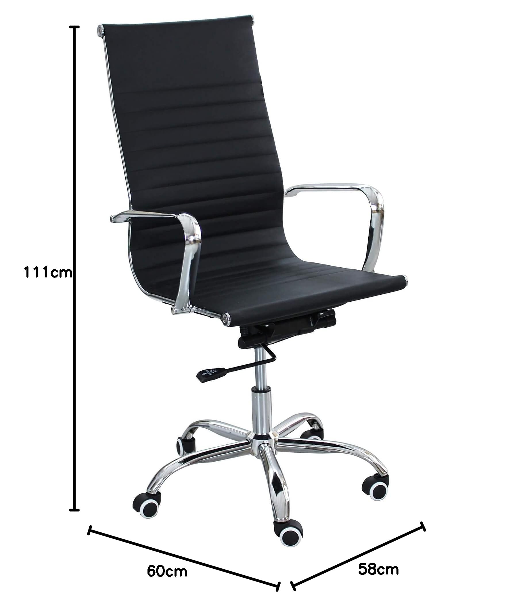 milani home - sedia ufficio ergonomica girevole con poggiatesta, supporto lombare, braccioli, ecopelle nera, nero
