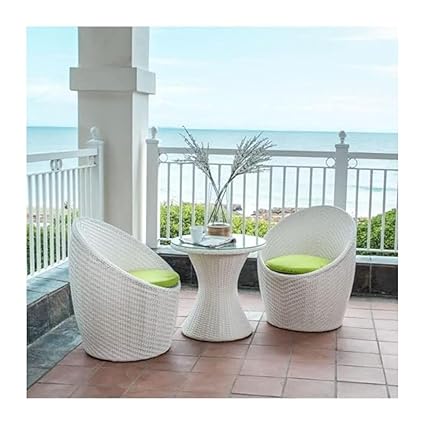 Patio Chair Table Set Outdoor Furniture Garden Patio Seating Set (2 Chairs, 1 Table) Balcony Outdoor Furniture Coffee Table Set(White & Green)