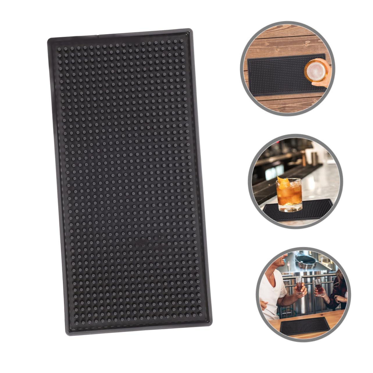 Tappetino da Bar Rettangolare in Pvc Nero, 2 Pezzi | Silicone e Pvc, Resistente All’usura e Facile da Pulire, Uso Domestico e Regalo Inaugurazione Casa