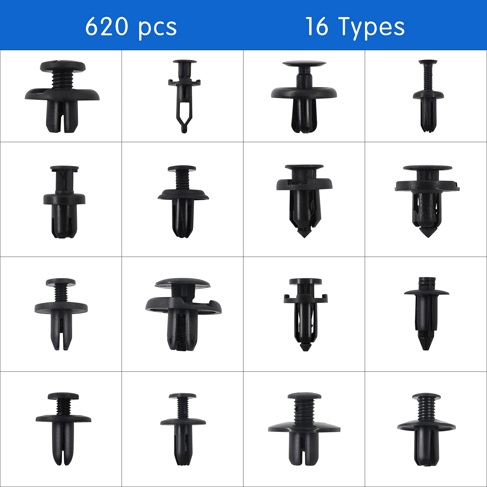 PHYLES Rivetti in Plastica per Auto, 665 pezzi Clip di fissaggio universali, Staffe per pannelli porta Clip per paraurti Set automatico con strumenti di smontaggio, fascette e cuscini spugnosi