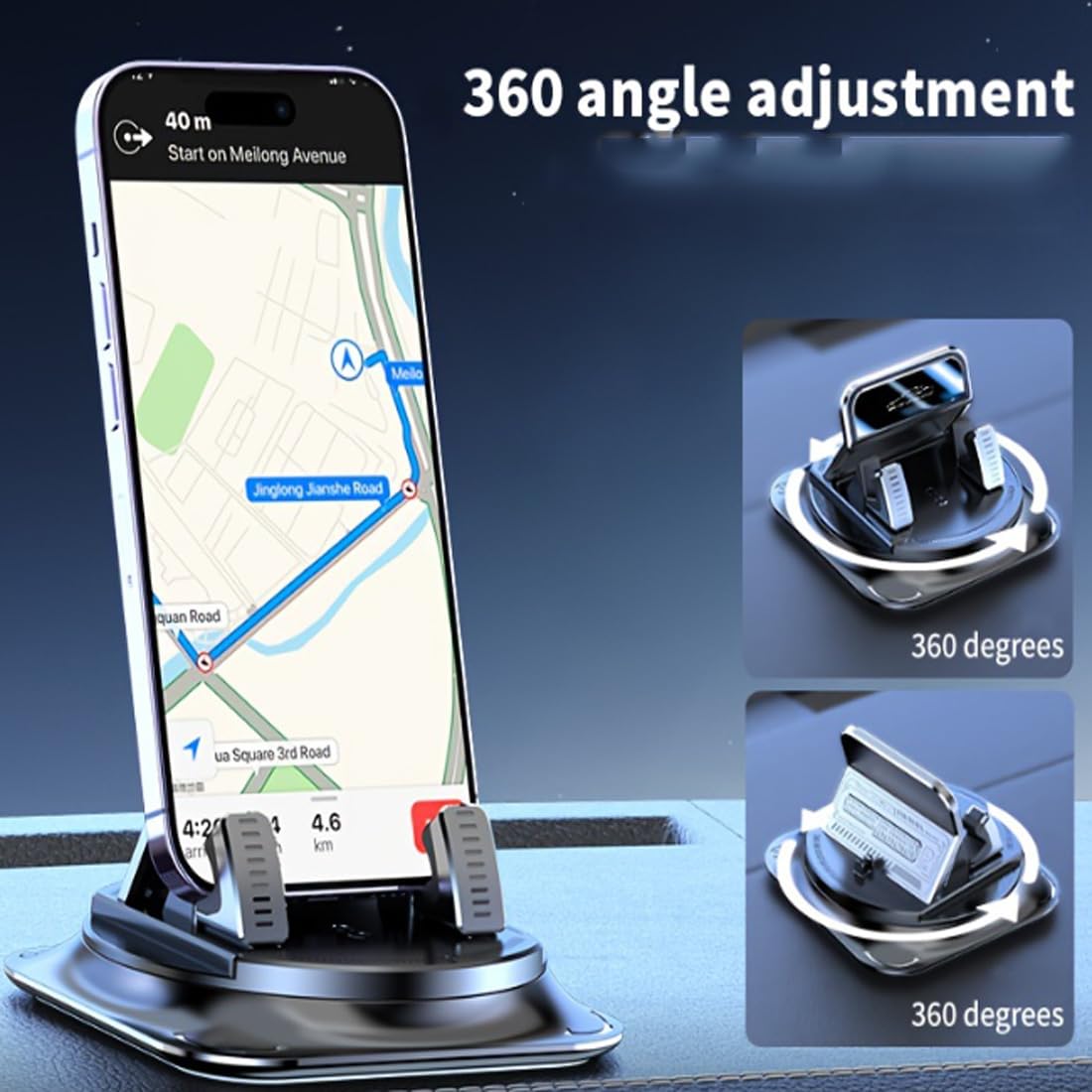 Genérico Soporte para teléfono de Coche con rotación de 360 ​​Grados, Soporte para teléfono de salpicadero con rotación de 360 ​​Grados para Coche, Soporte para teléfono de Coche (5)