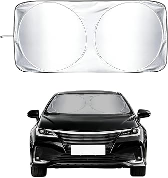 Car Windshield Sun Shade with Storage Pouch, Reflective Auto Front Windshield Sunshade Cover, Foldable Vehicle Front Window Sun Blocker Keeps Interior Cool, Car Accessories 59.0 27.6 Inches