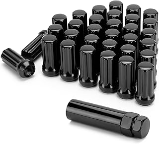 KSP 9/16-18 Wheel Lug Nuts, 32pcs Black Lug Nut for Dodge Ram 2500 3500, Cone/Conical Bulge Seat Closed End Lugnuts 2 inch Tall for Aftermarket Wheels