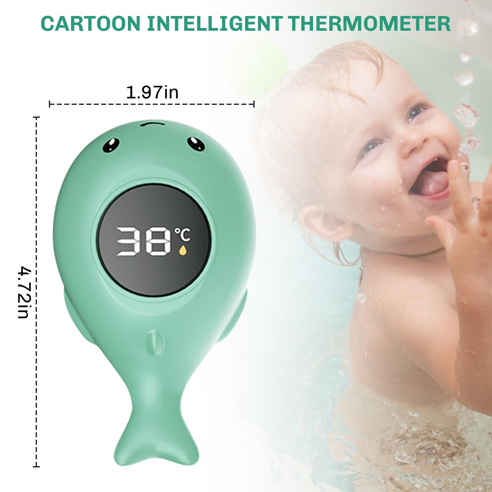 UYGTHI Bath Thermometer for Newborns, Digital Water Thermometer Baby, Floating Bath Thermometer Digital with Fast & Accurate Temperature Reading, Mute Alarm.(Whale) - Image 2