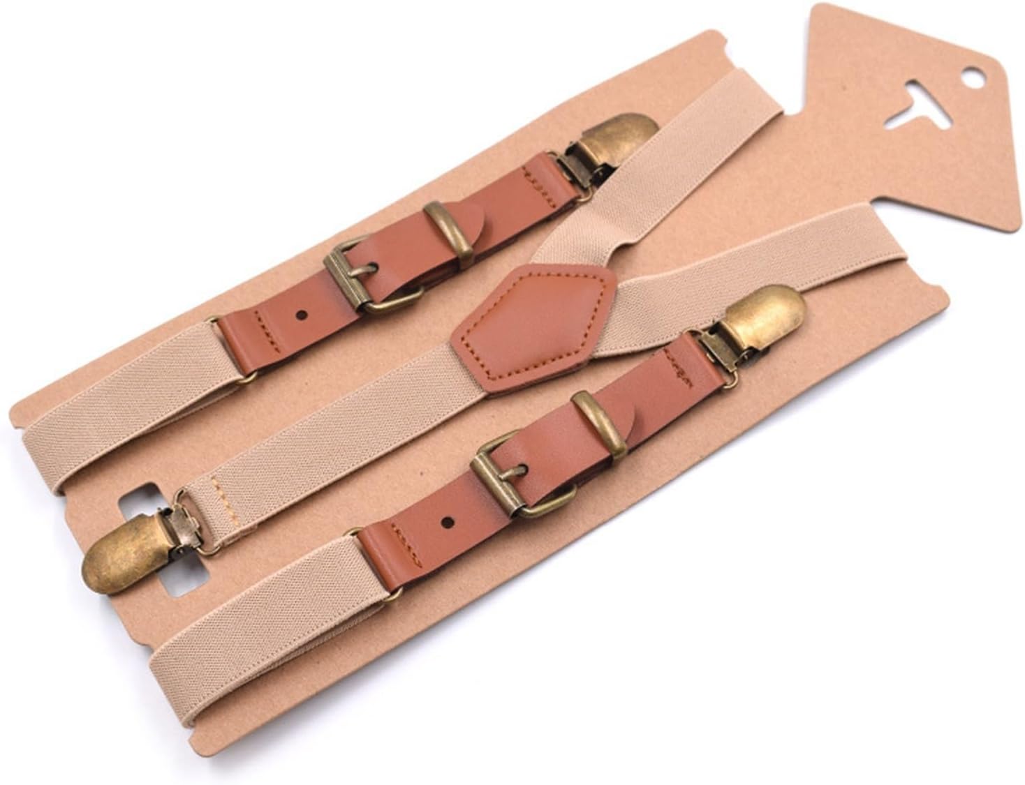 Adjustable Clip Suspenders, Vintage Men Suspenders 3 Clip Strap Braces for Trousers Pu Leather Suspenders Men 115cm