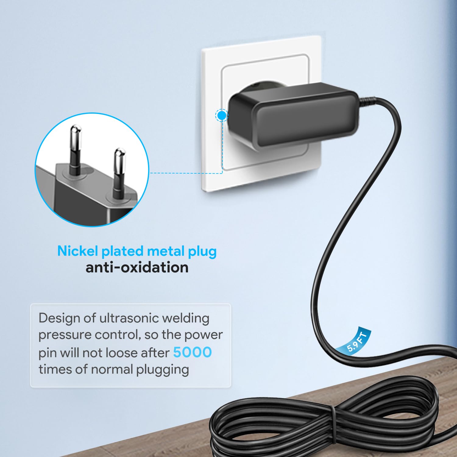 KFD Adaptateur secteur chargeur pour Brother ADS-1800W ADS-1300 ADS-1190 ADS-1200 ADS-1250W ADS-1700W ADS-1300 ADS-1350W scanner de documents Epson Workforce ES-200 ES-300W ES-300WR A491H 11B24 1201