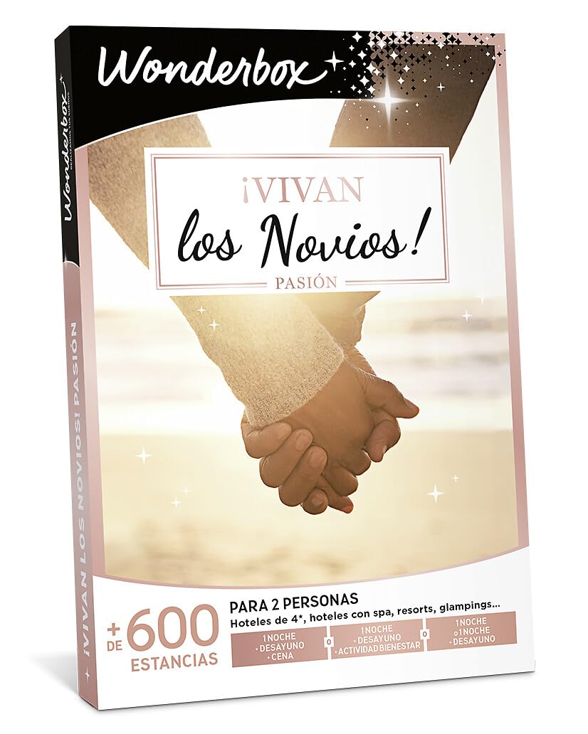WONDERBOX - Caja regalo - Vivan Los Novios Pasion | 1 con desayuno y cena o bienestar - Más de 700 estancias - Hoteles de 4*, estancias con cena gastronómica, balnearios