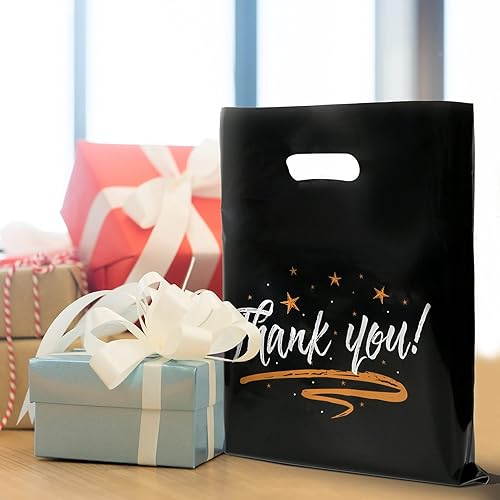Miniatura 4 de Paquete de 100 bolsas de agradecimiento troqueladas de 12 x 15 pulgadas, bolsas de plástico reutilizables de 2.75 mil de grosor para negocios,