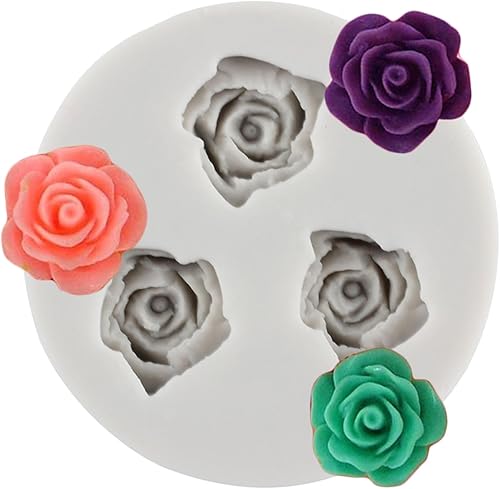 Miniatura 1 de MINFEIDMS Molde de silicona rosa para dulces, fondant de flores, moldes de silicona para decoración de pasteles, pasta de goma, arcilla polimérica,